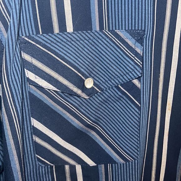 High Noon Rodeo Western Men’s navy blue Pearl snaps 2XL Tall button down shirt - Picture 4 of 14